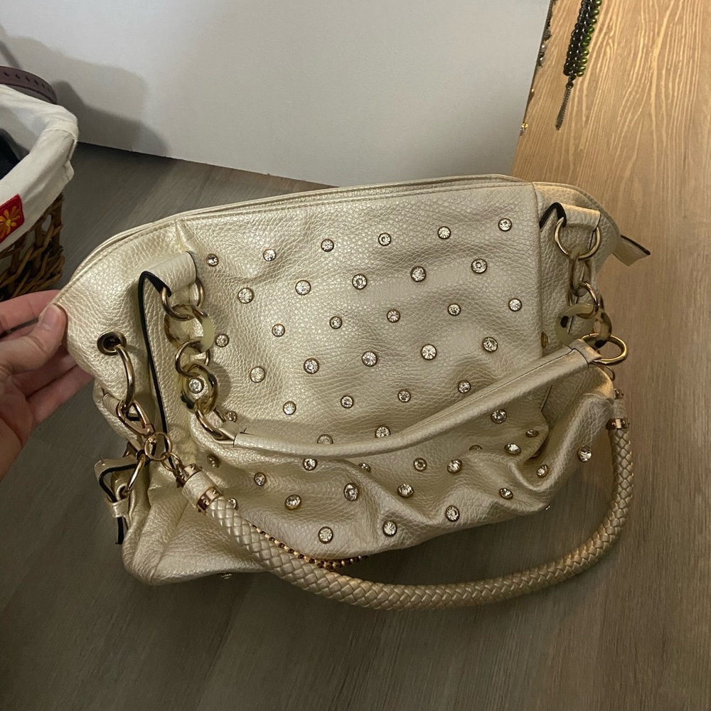 Never used faux leather rhinestone bag